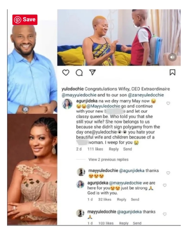 May Yul-Edochie Replies Fan Who Tackled Her Husband For Marrying A Second Wife