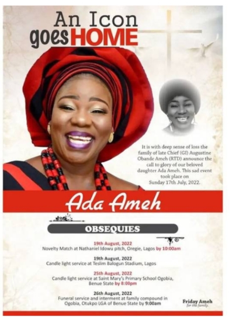 Family announces burial arrangements for late actress, Ada Ameh