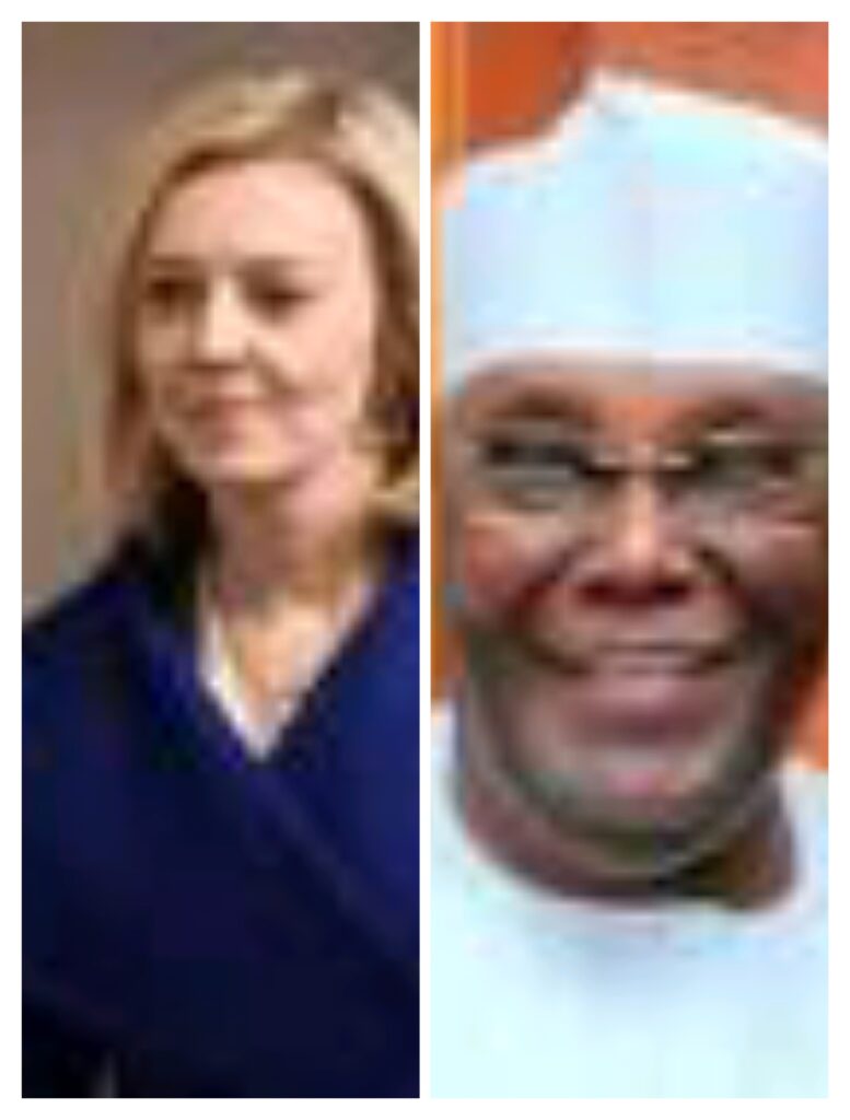 PDP Presidential Candidate Atiku Abubakar, UK PM Liz Truss