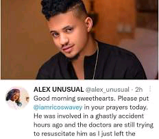 Rico Swavey hospitalised after motor accident