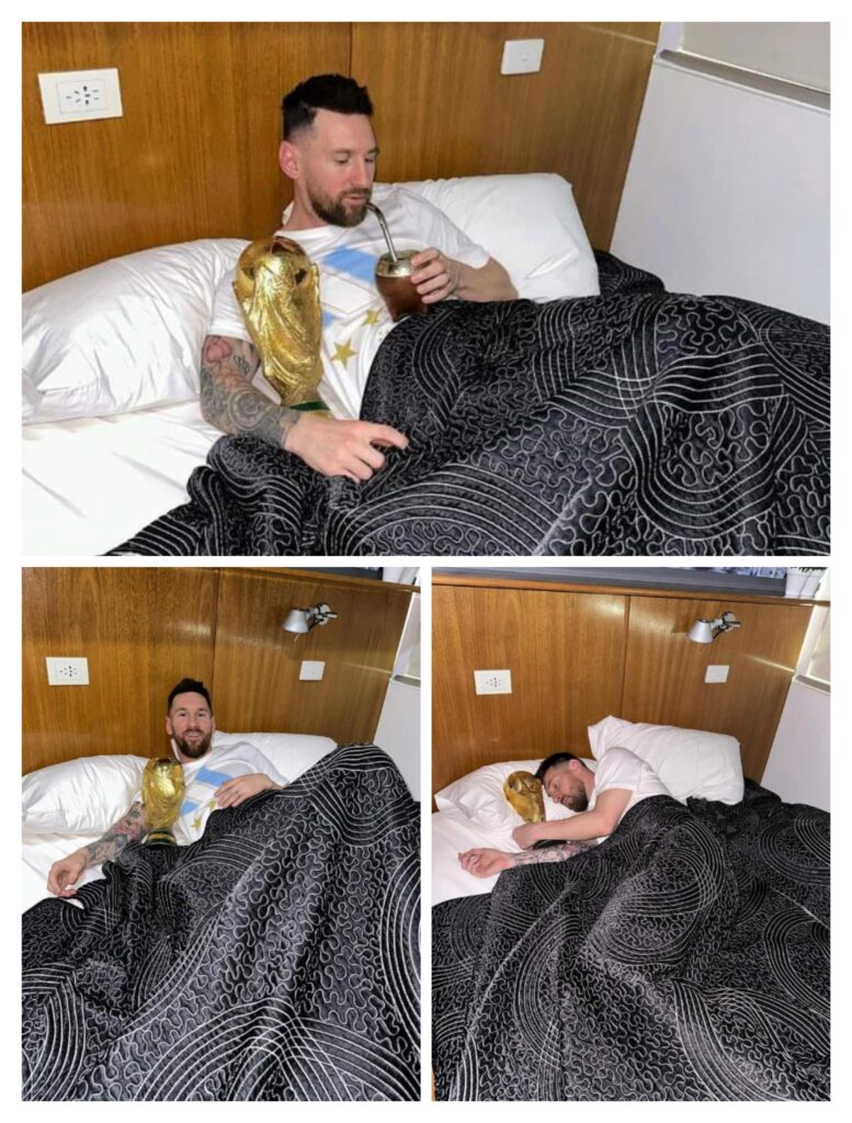 Photostory: Messi In Bed With World Cup Trophy