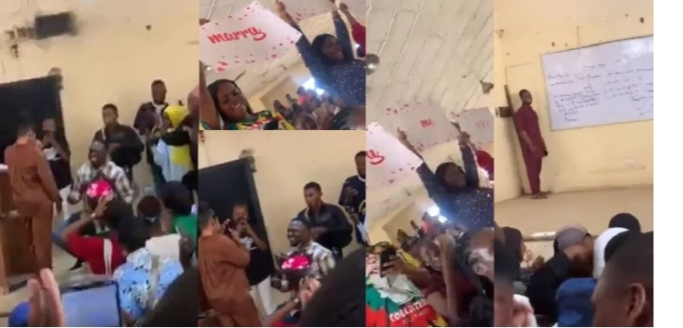 How UNILORIN student proposed to his girlfriend in front of class and got a “yes”