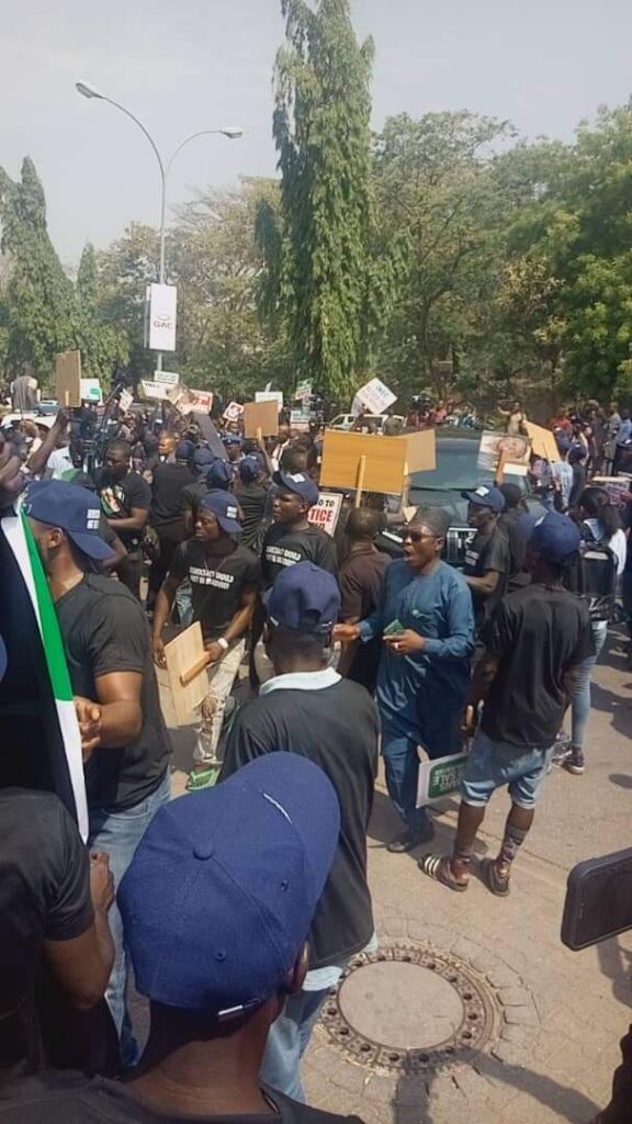 Photostory:Atiku, others lead protest to INEC headquarters