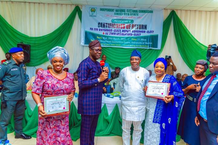 Makinde, Deputy, Oyo Assembly members-elect receive certificates of return