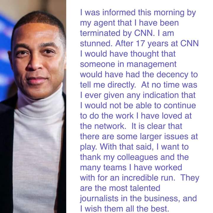 Don Lemon fired from CNN following allegations he mistreated female colleagues