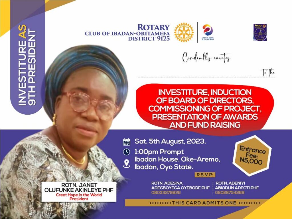 Rotary Awards Odutola, Akinseye, Meyeyin,Akika, Osho, Okeowo, Yusuff ln Ibadan on 5th of August,2023