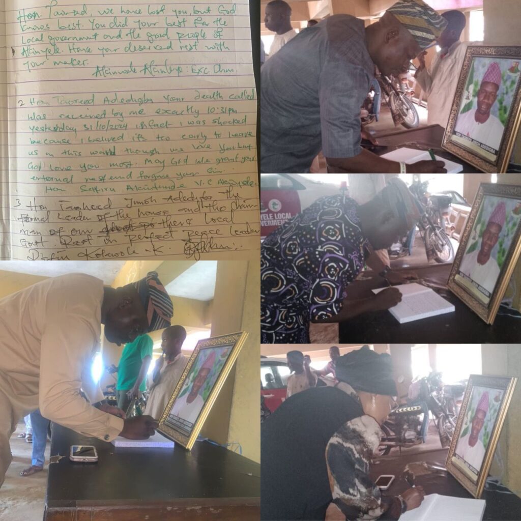 Hon Wole Akinleye pays last respect, Opens Condolence Register for late Ex-council boss, Hon Taoreed Adedigba.