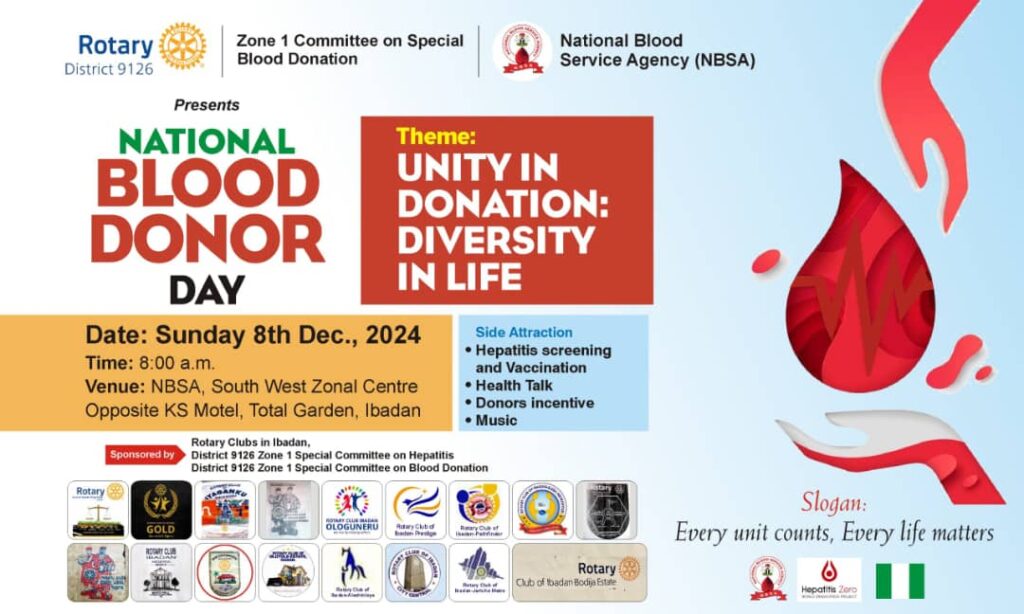 Rotary District 9126 Hosts National Blood Donor Day in Ibadan