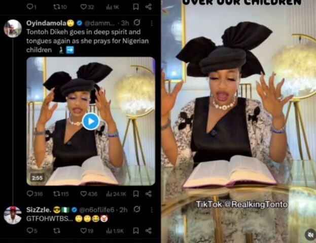 OAP N6 Slams Tonto Dikeh Over Video of Her Praying for Nigerian Children.